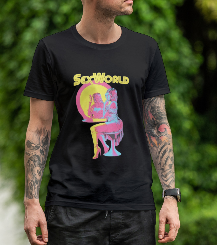 SexWorld Retro Neon Art Style With Futuristic Sexbot T-Shirt