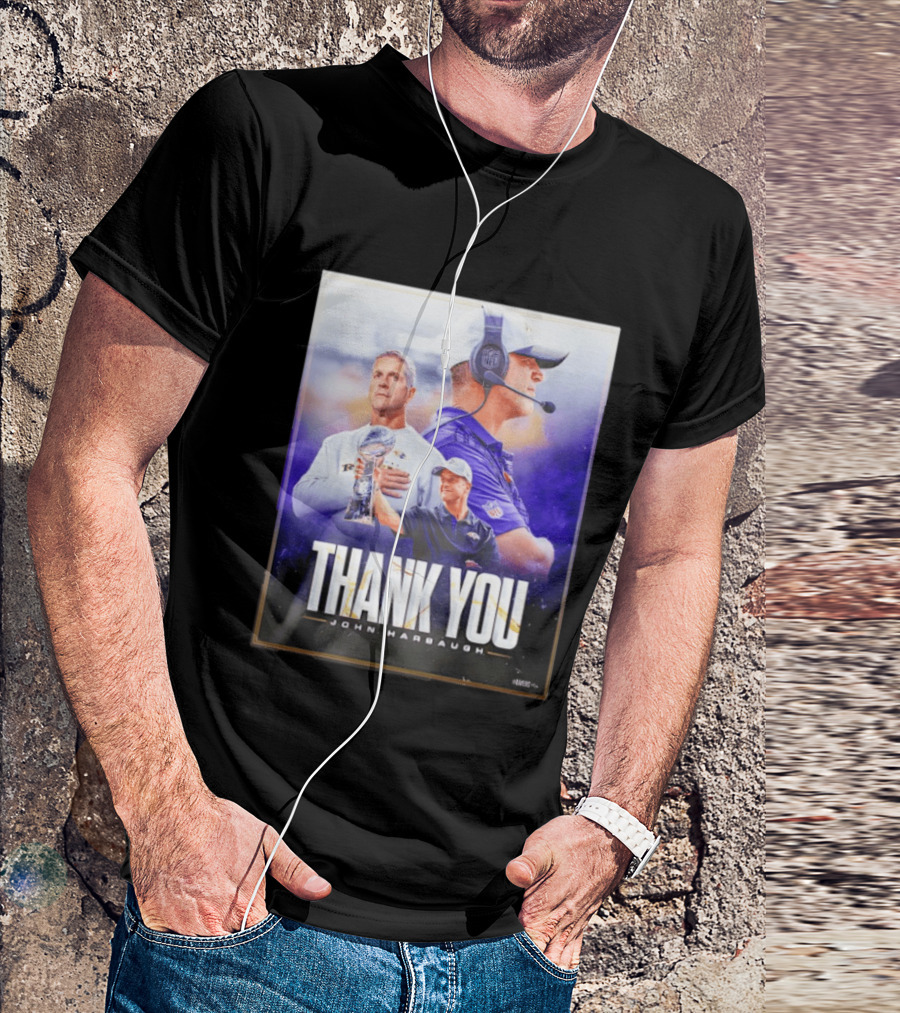 Thank You John Harbaugh NFL Coach Career Highlights Ravens Leadership T-Shirt