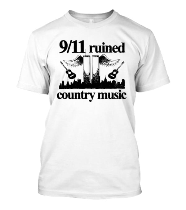 9 11 Ruined Country Music Twin Towers City Skyline Guitars T-Shirt
