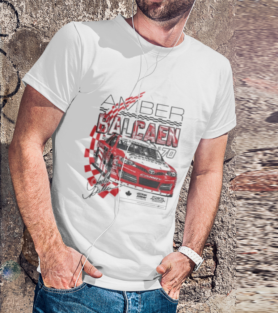 Amber Balcaen Racing Daytona Red Car Number 70 Racing Flags T-Shirt