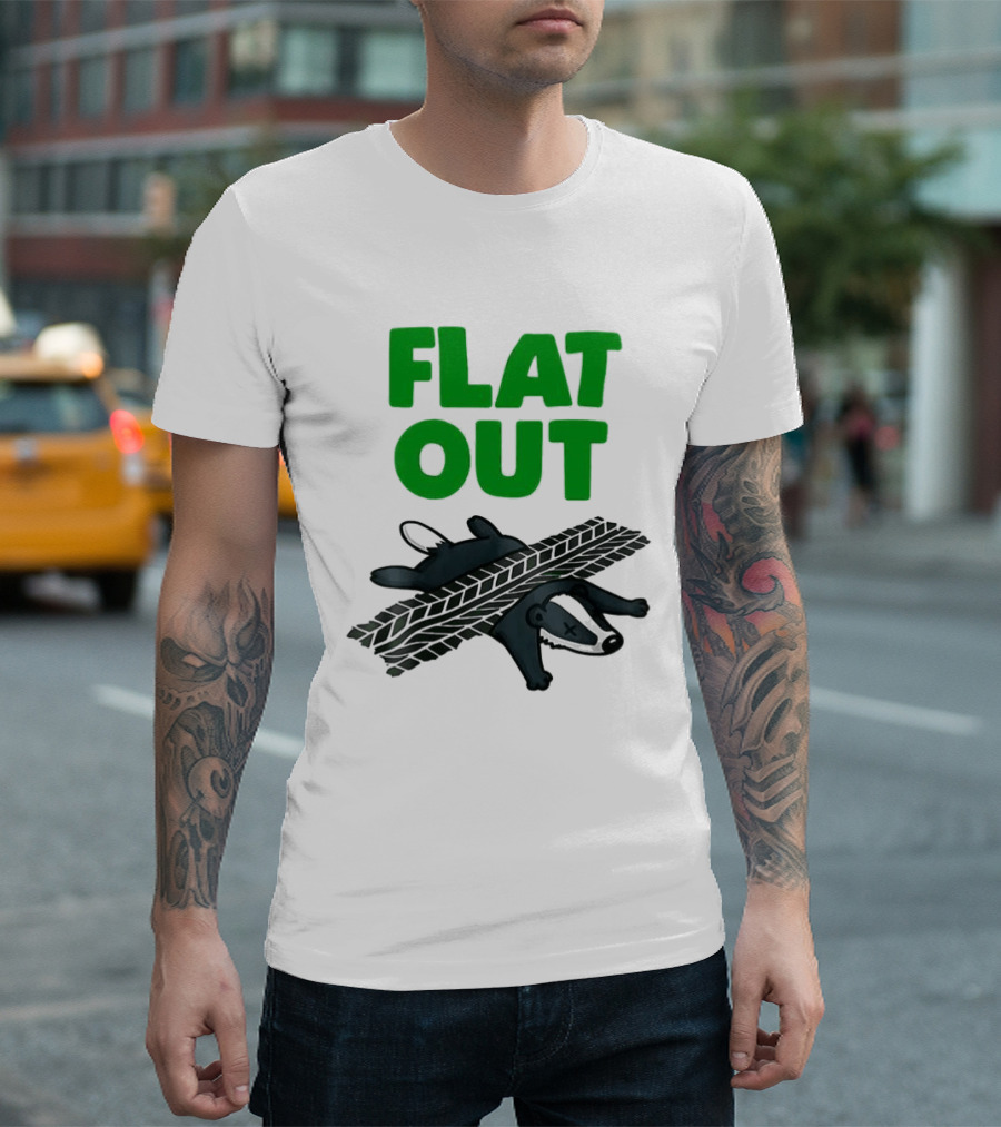 Flat Out Badger Roadkill Humorous T-Shirt