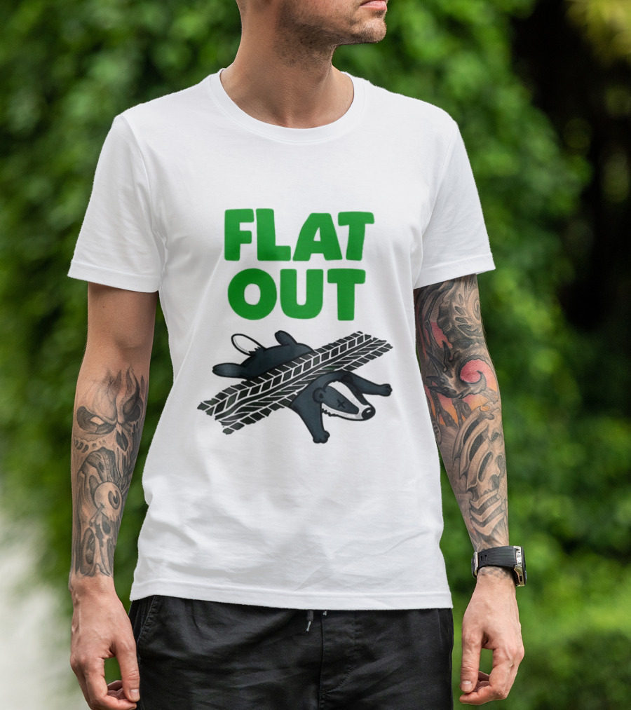 Flat Out Badger Roadkill Humorous T-Shirt