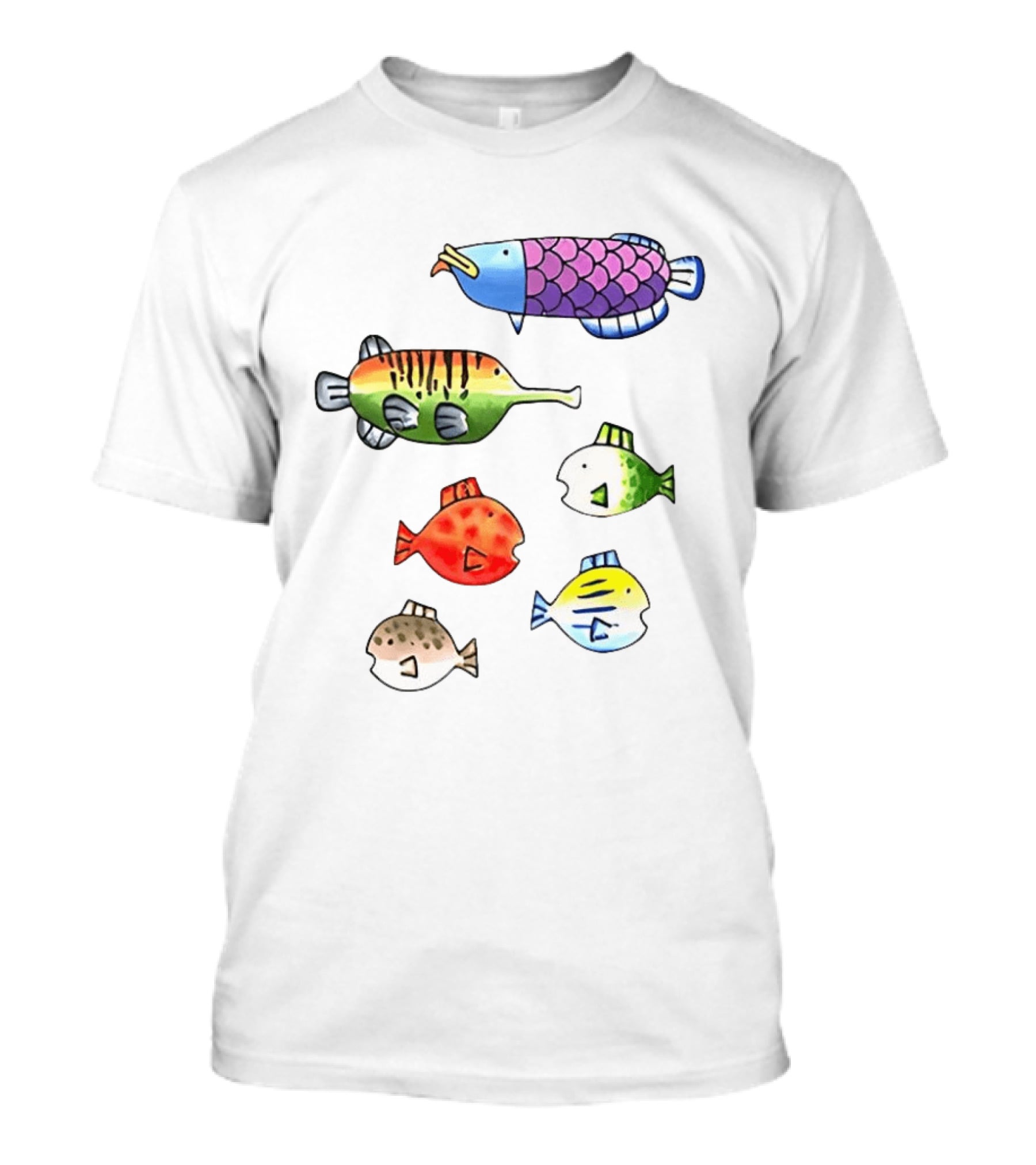 Fishing Wii Party Play Fish Species Video Game Colorful Fish T-Shirt