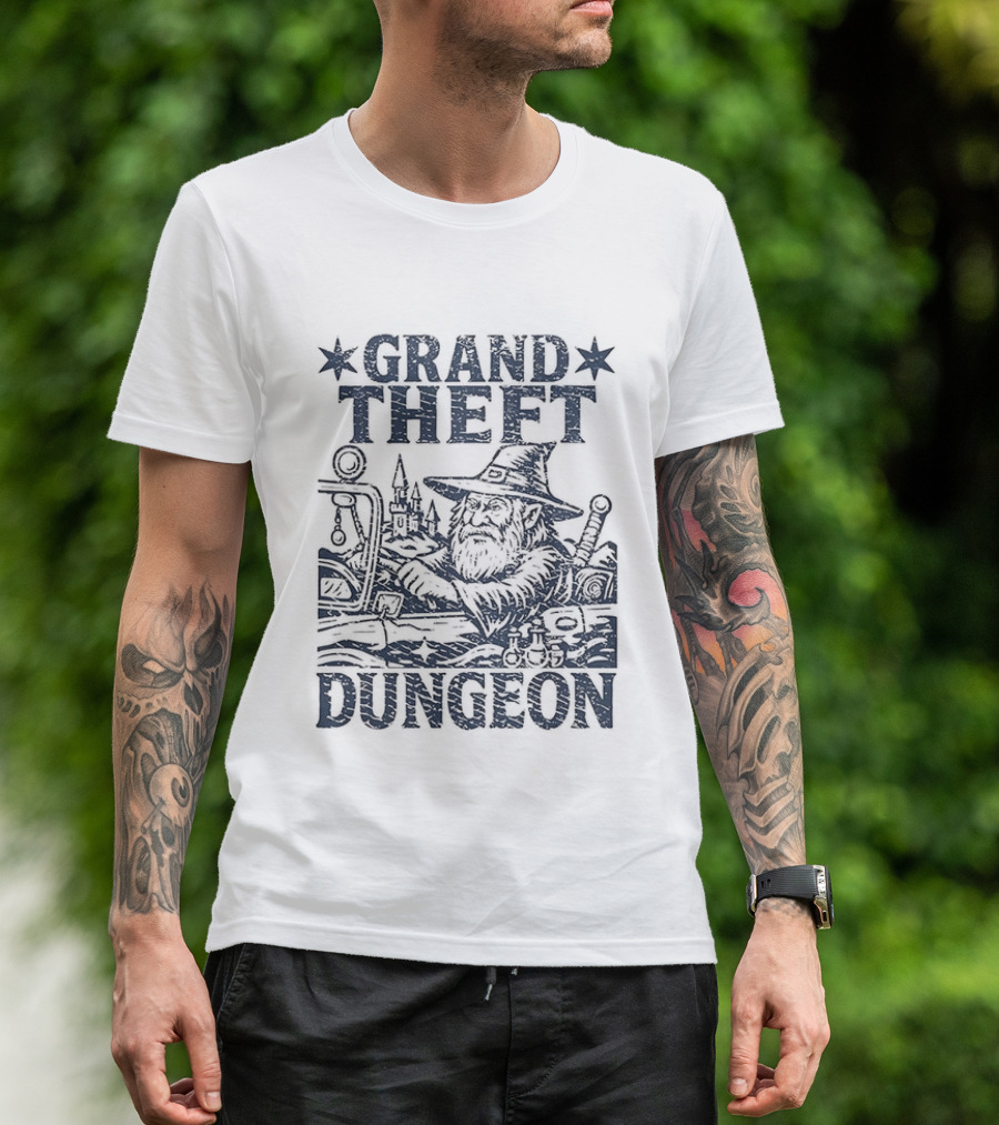 Grand Theft Dungeon Wizard Parody Adventure Gamer Mashup T-Shirt