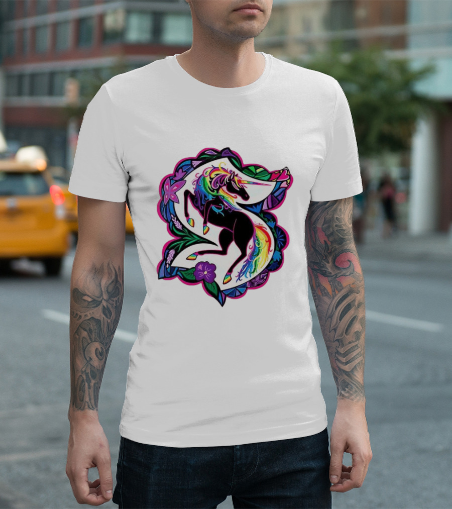 Seattle Kraken Unicorn Pride Rainbow Floral T-Shirt
