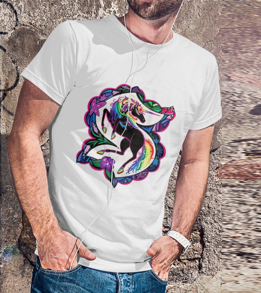 Seattle Kraken Unicorn Pride Rainbow Floral T-Shirt