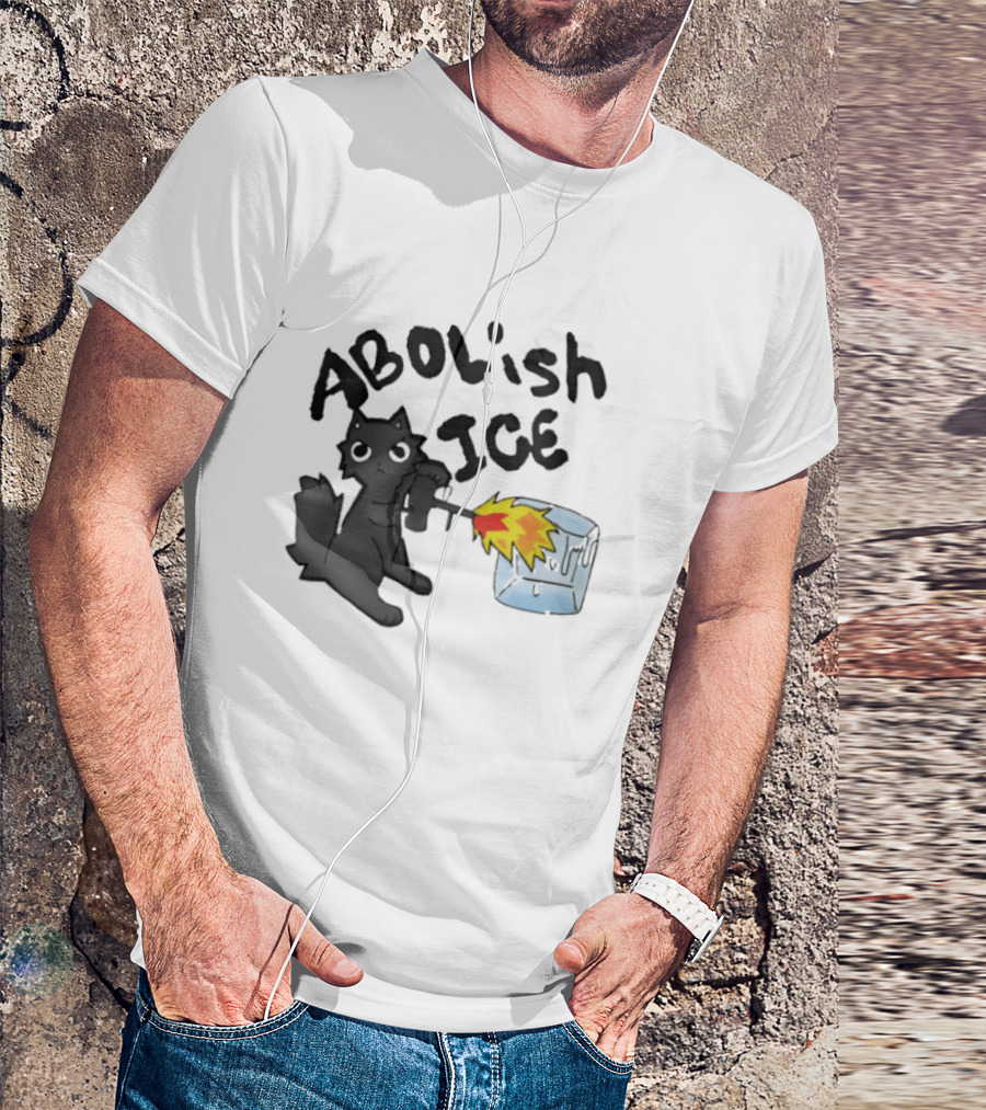 Abolish Ice Cat Torch Melting Cube T-Shirt