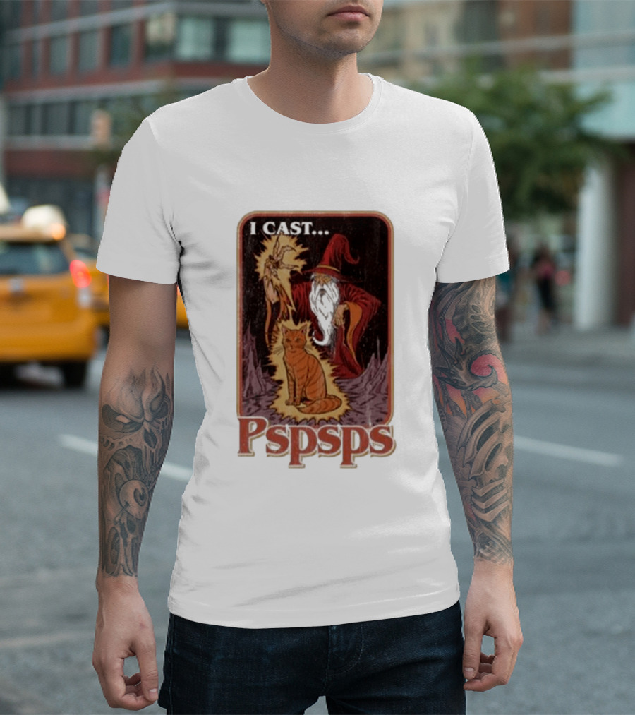 I Cast Pspsps Wizard Mystical Cat Aidan Wachter T-Shirt