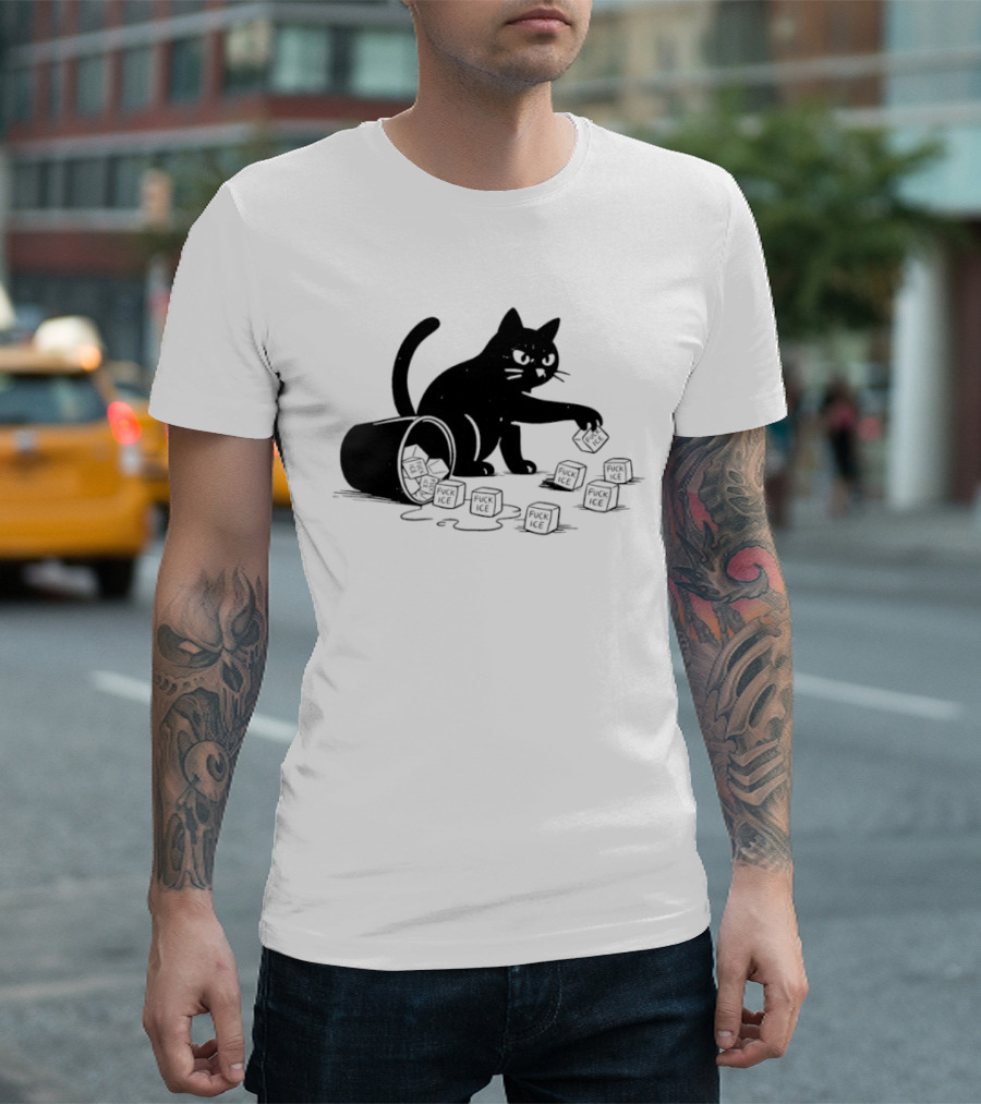 Black Cat Anti Trump Fuck Ice T-Shirt