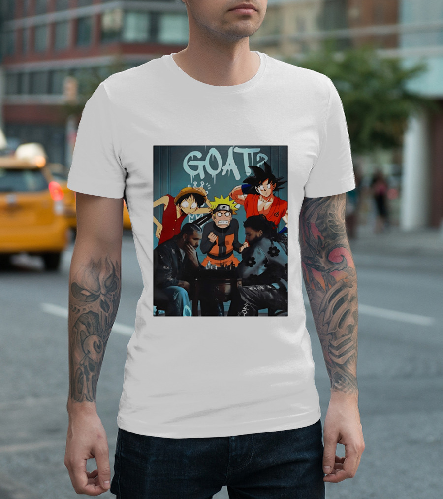 Drake 21 Savage GOAT Monkey D. Luffy Naruto Uzumaki Goku Chess Table T-Shirt