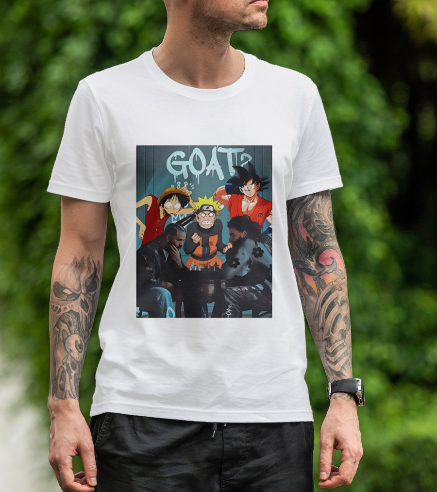 Drake 21 Savage GOAT Monkey D. Luffy Naruto Uzumaki Goku Chess Table T-Shirt