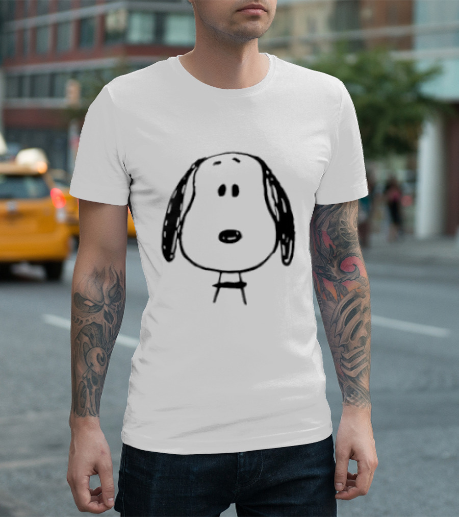 Peanuts Snoopy Face Black And White Cartoon T-Shirt