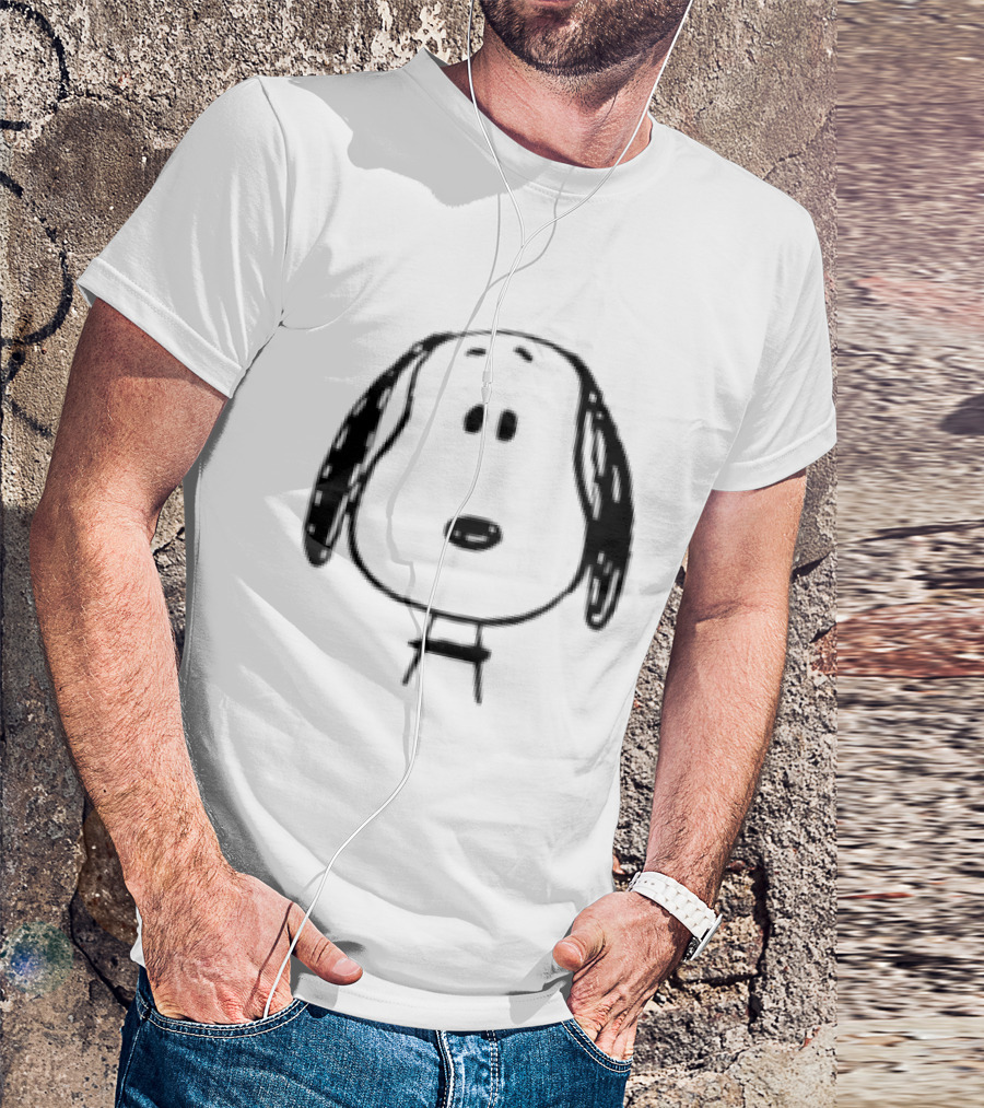 Peanuts Snoopy Face Black And White Cartoon T-Shirt