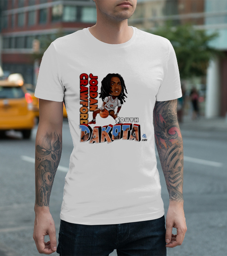 Jordan Crawford South Dakota Basketball Player Cartoon Sports T-Shirt