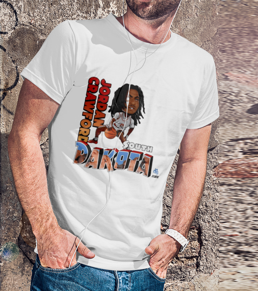 Jordan Crawford South Dakota Basketball Player Cartoon Sports T-Shirt
