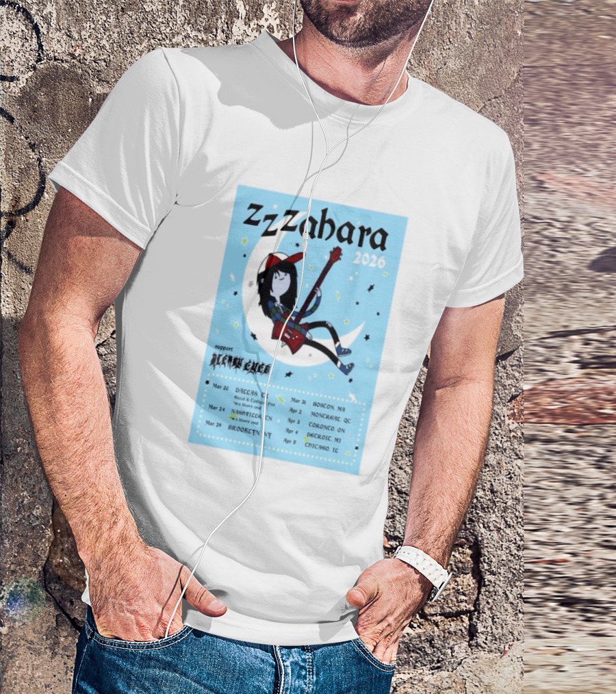 Zzzahara Fall Tour 2026 Dates And Support Act With Cartoon Guitarist T-Shirt