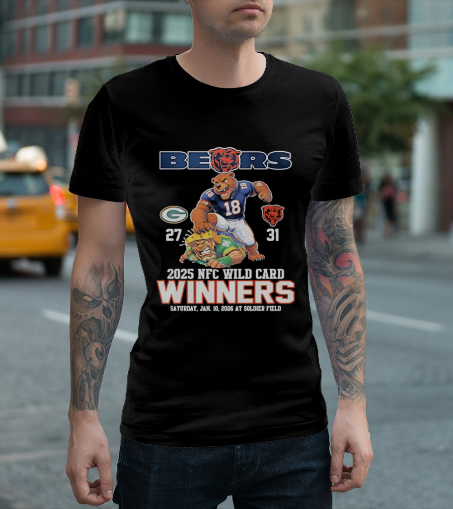 Bears 2025 NFC Wild Card Winners January 14 Soldier Field Packers 27 Bears 31 T-Shirt