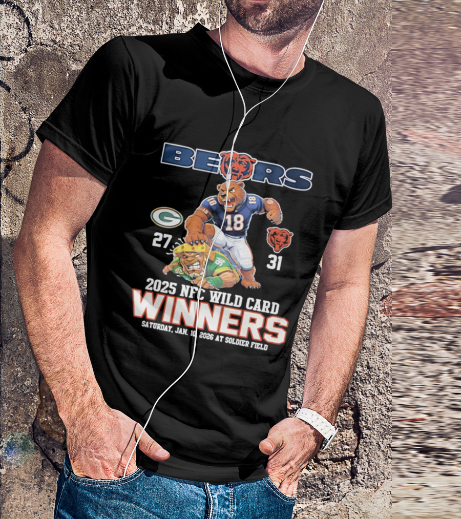 Bears 2025 NFC Wild Card Winners January 14 Soldier Field Packers 27 Bears 31 T-Shirt