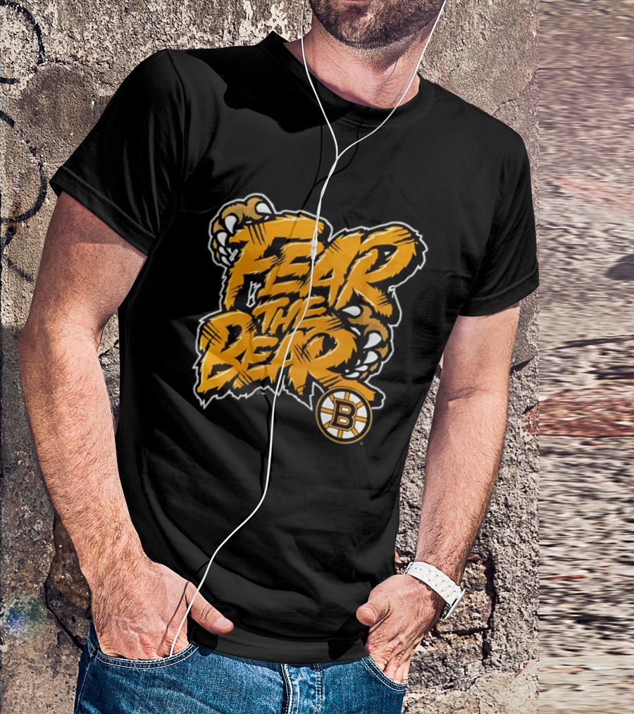 Boston Bruins Fear The Bear Claw Graphic With Team T-Shirt