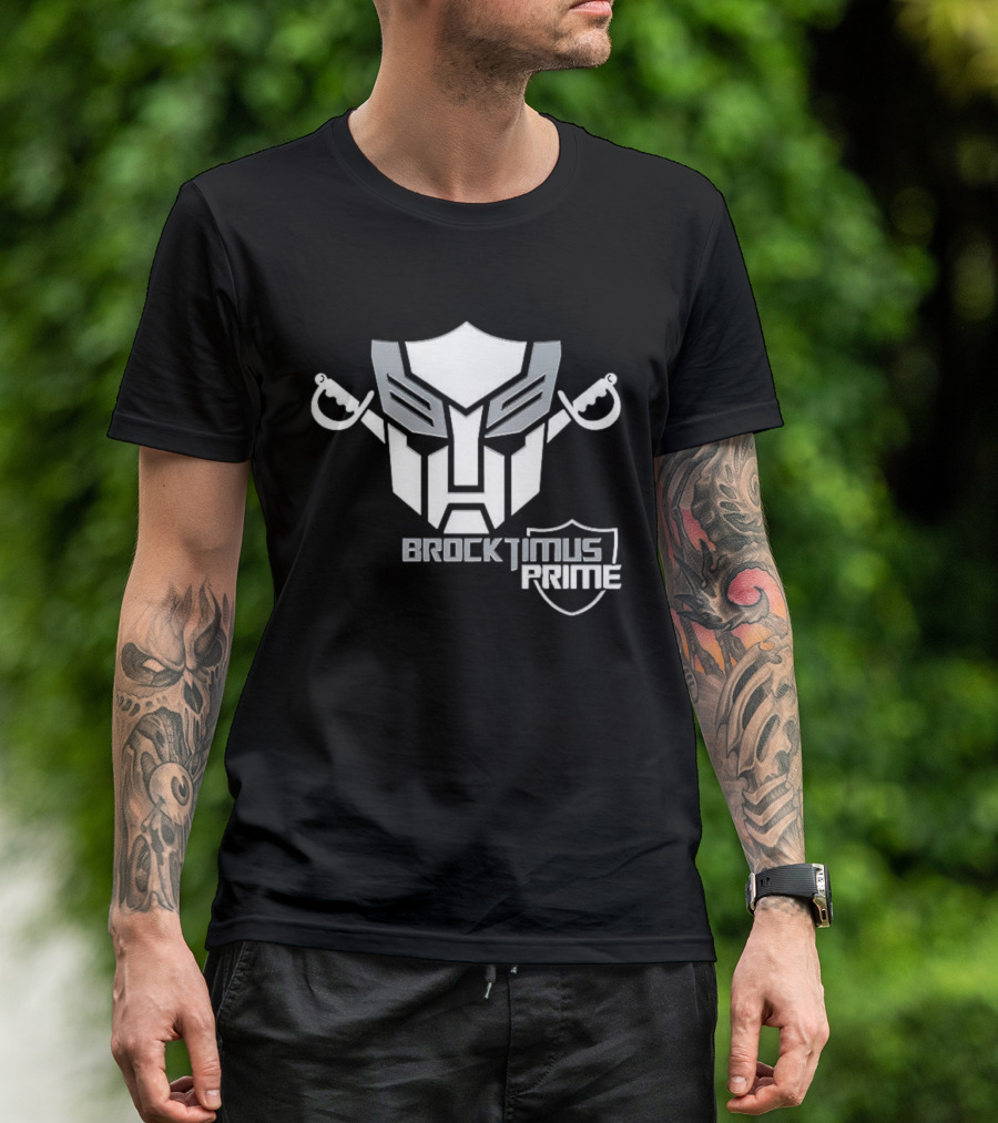 Brocktimus Prime Transformers Las Vegas Raiders Silver Shield T-Shirt