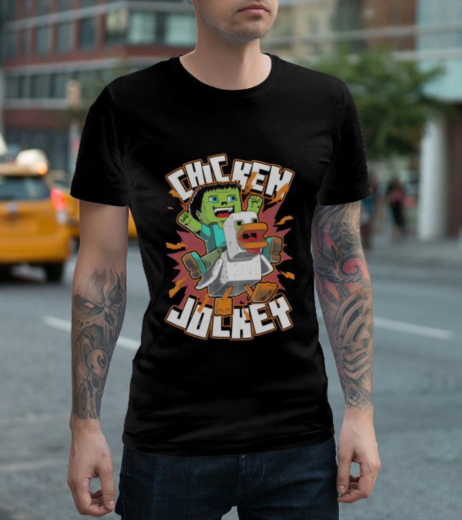 Chicken Jockey Baby Zombie Riding A Chicken Gaming Novelty T-Shirt