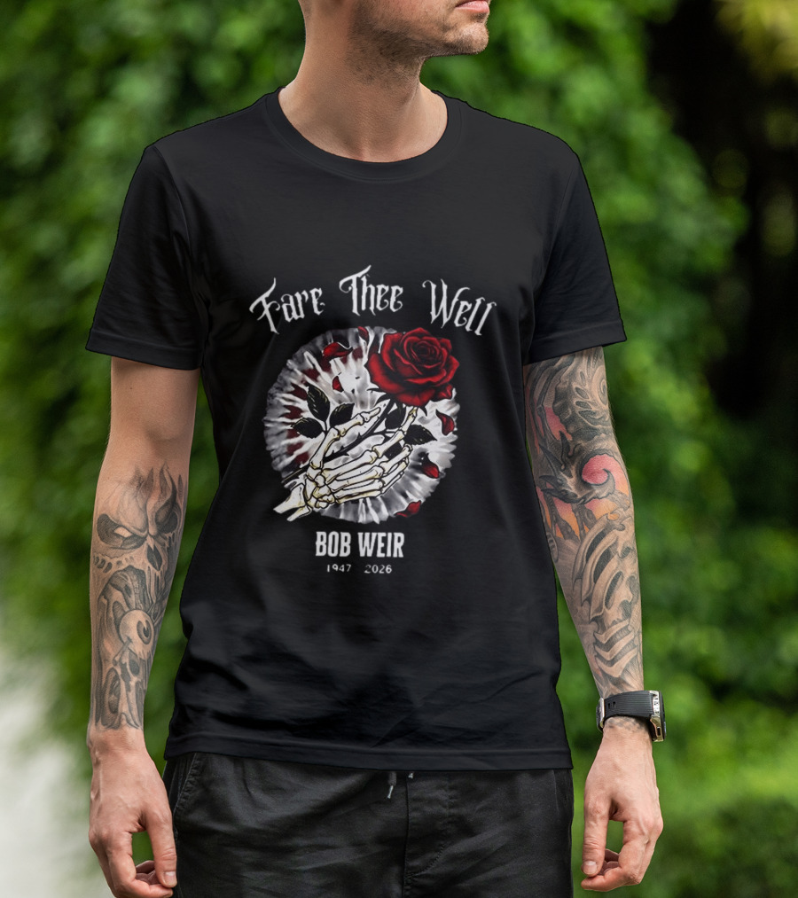 Fare Thee Well Bob Weir Rose Skull 1947 2026 T-Shirt