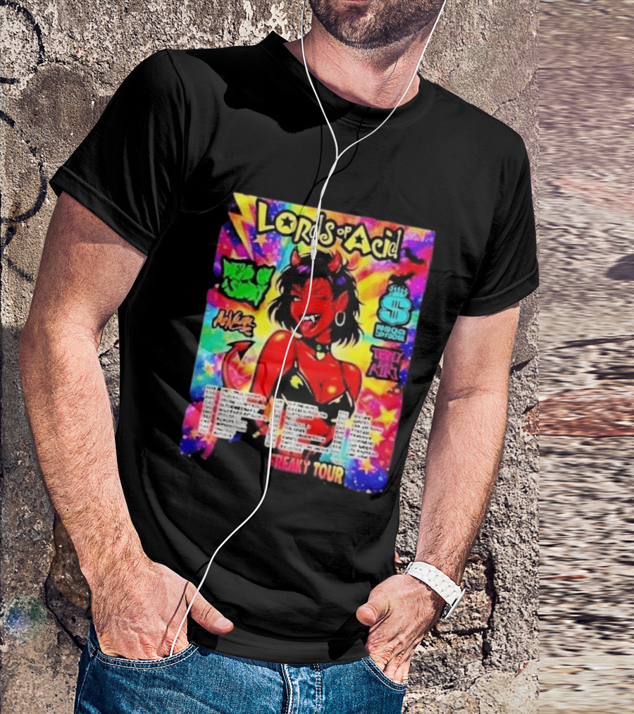 Lords Of Acid Cheeky Freaky Tour 2026 Dead On A Sunday Princess Superstar Tony Kiki Mz Neon Devilish Art 90s T-Shirt