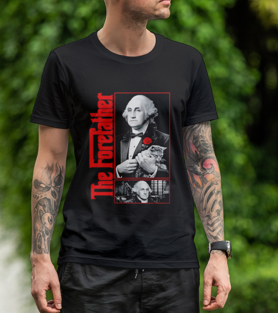 Patriotic George Washington Forefather The American Godfather Cat T-Shirt