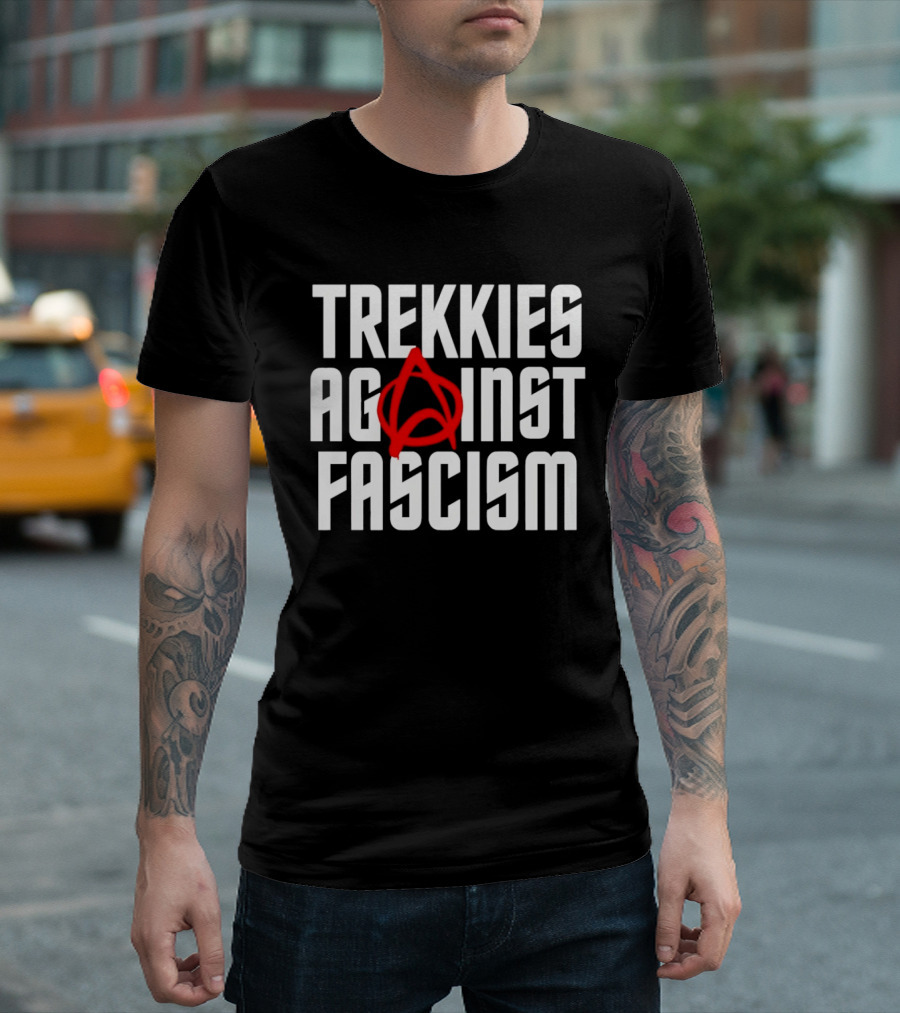 TREKKIES AGAINST FASCISM Anarchy Symbol Resistance T-Shirt