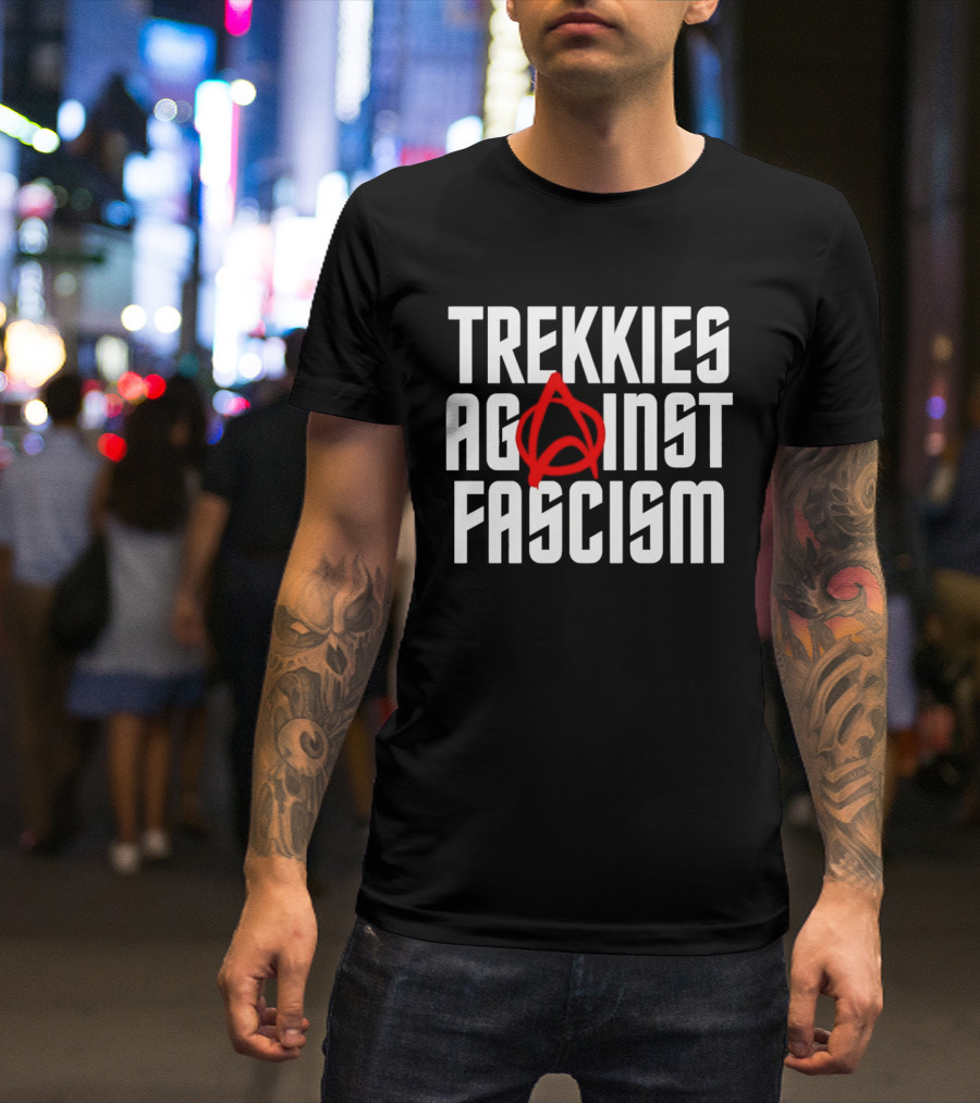 TREKKIES AGAINST FASCISM Anarchy Symbol Resistance T-Shirt
