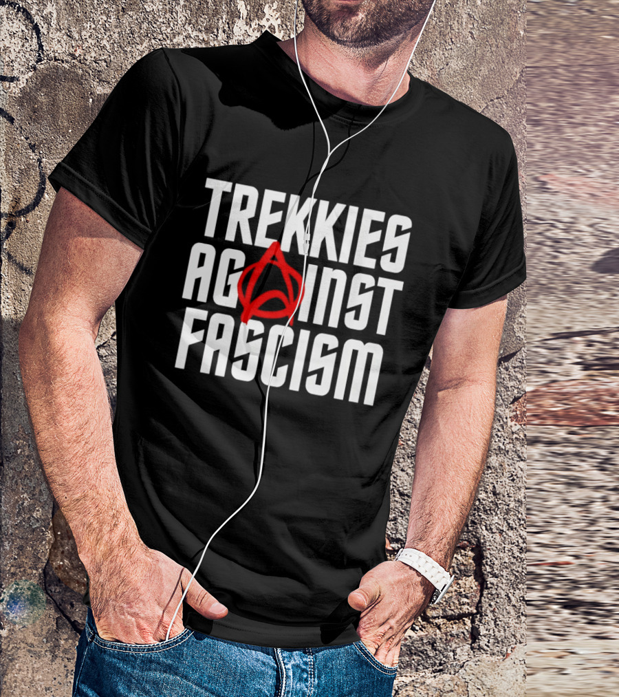 TREKKIES AGAINST FASCISM Anarchy Symbol Resistance T-Shirt
