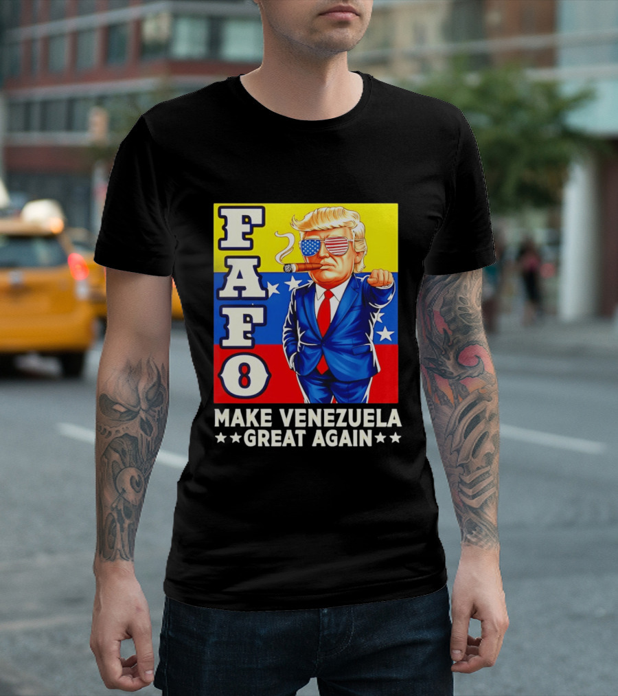 FAFO Trump Make Venezuela Great Again Patriotic Cartoon T-Shirt