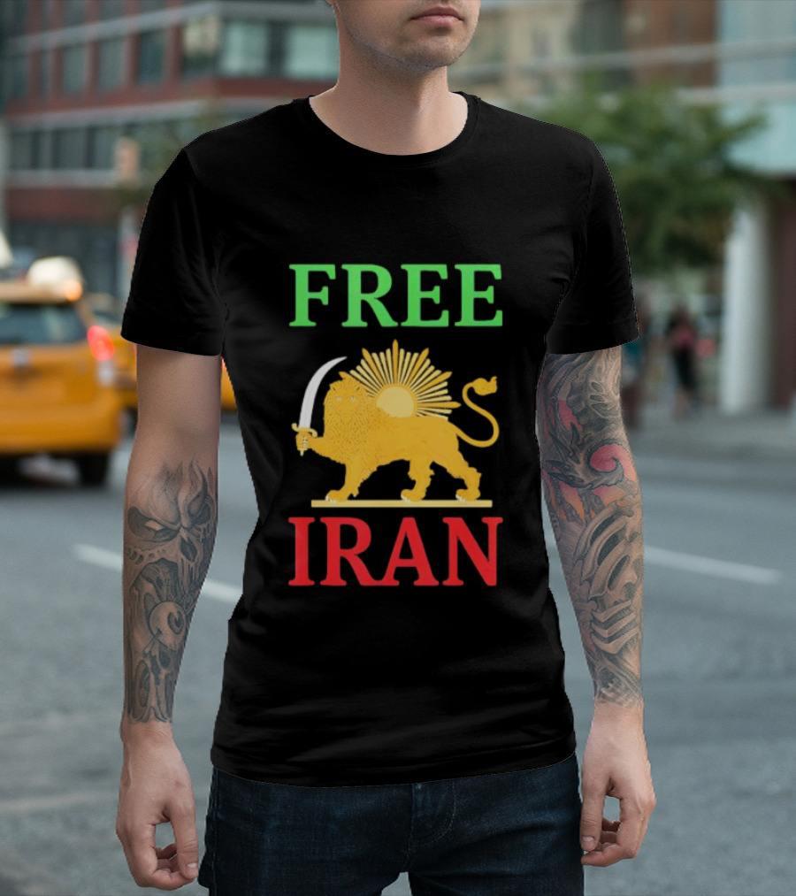 Free Iran Lion And Sun Emblem Freedom Movement T-Shirt