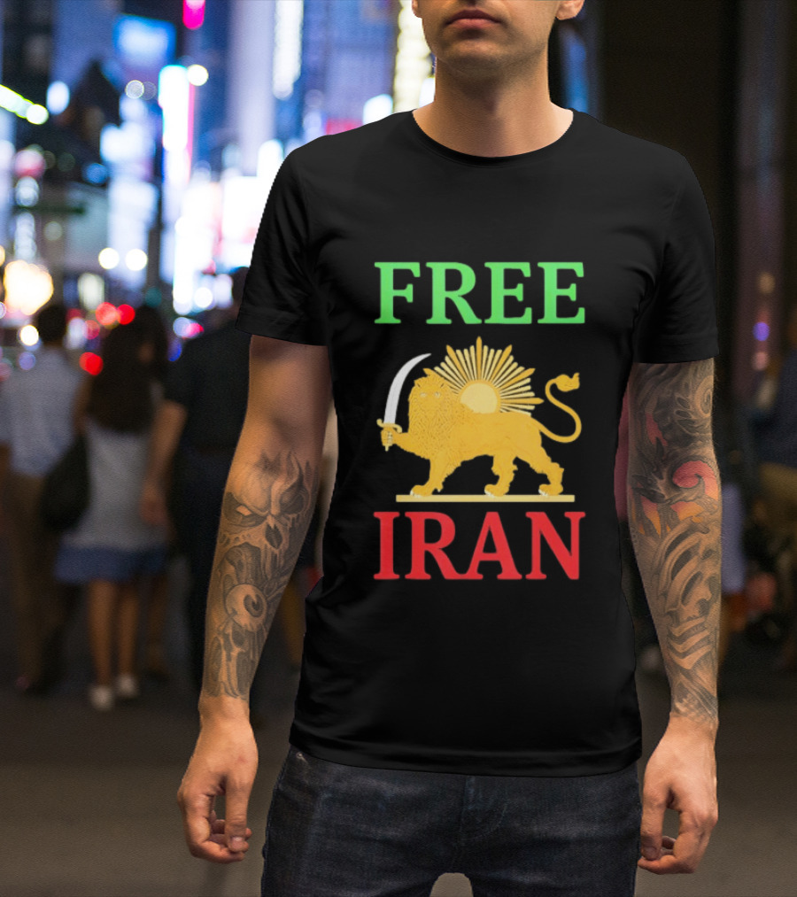 Free Iran Lion And Sun Emblem Freedom Movement T-Shirt