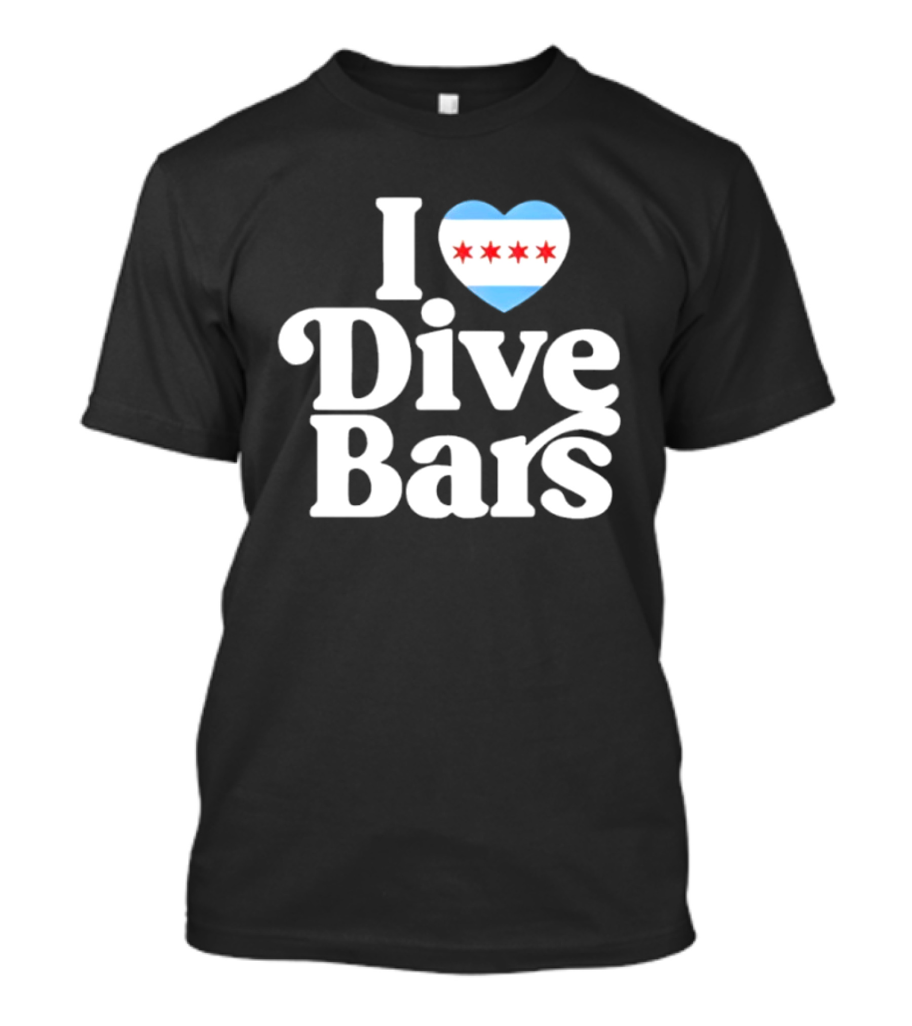 I Love Dive Bars Chicago Flag Heart T-Shirt