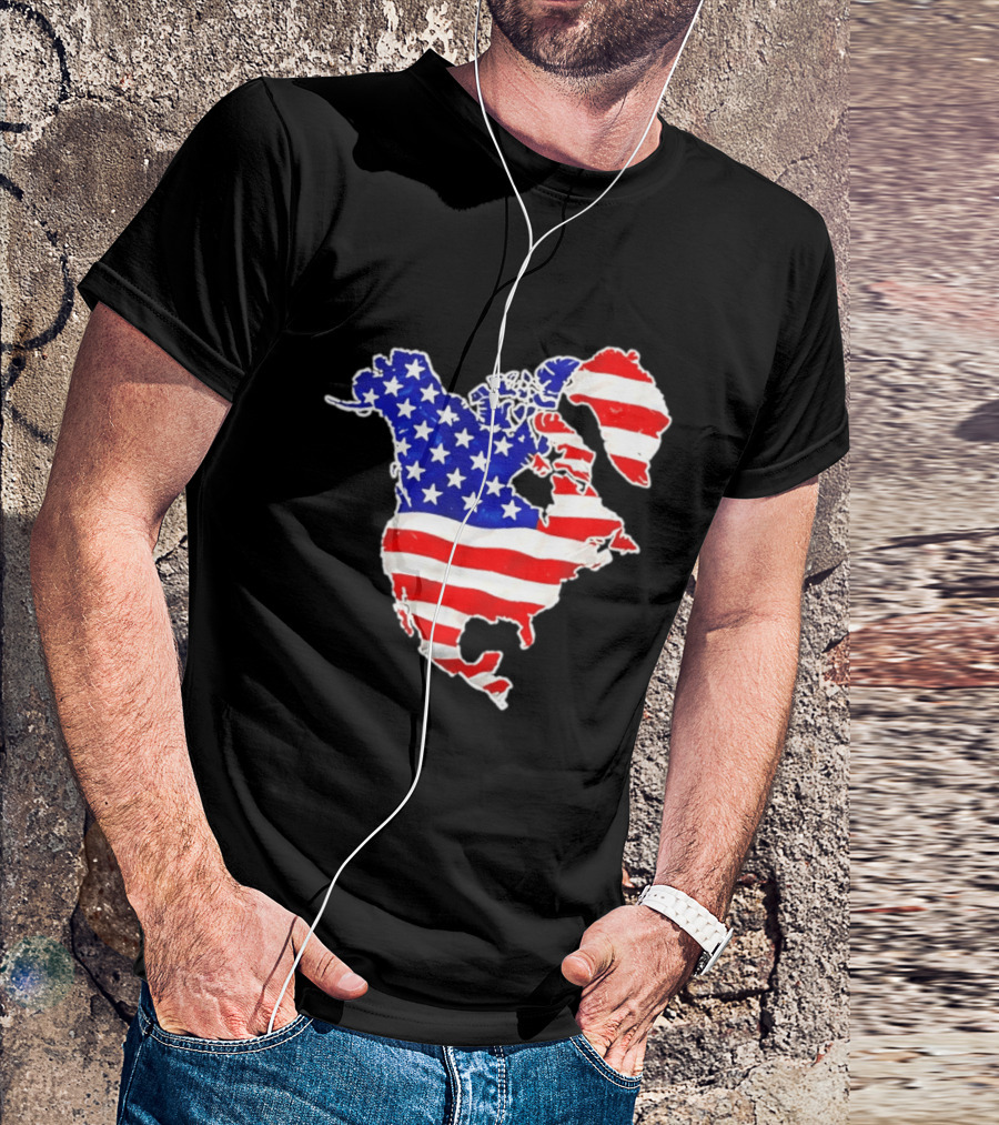 North America US Flag Continent Map Stars And Stripes T-Shirt