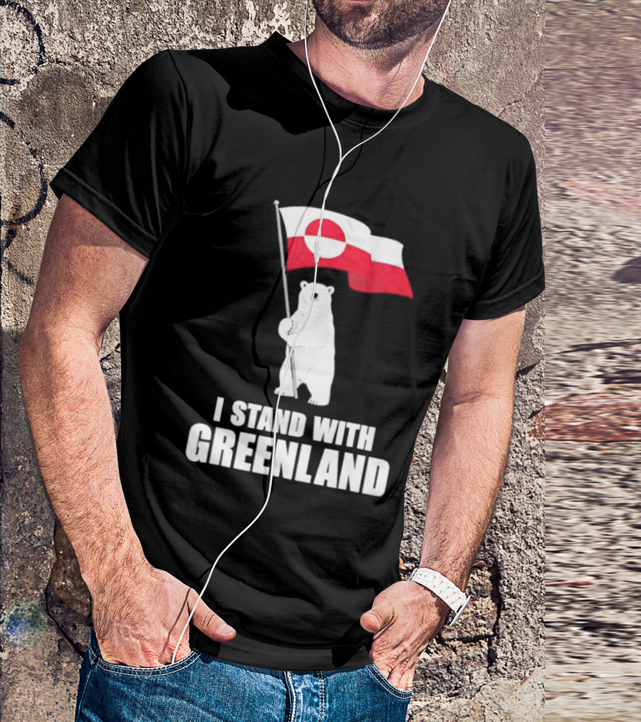 I Stand With Greenland Flag Bear Polar Pride Kalaallit Greenlanders T-Shirt