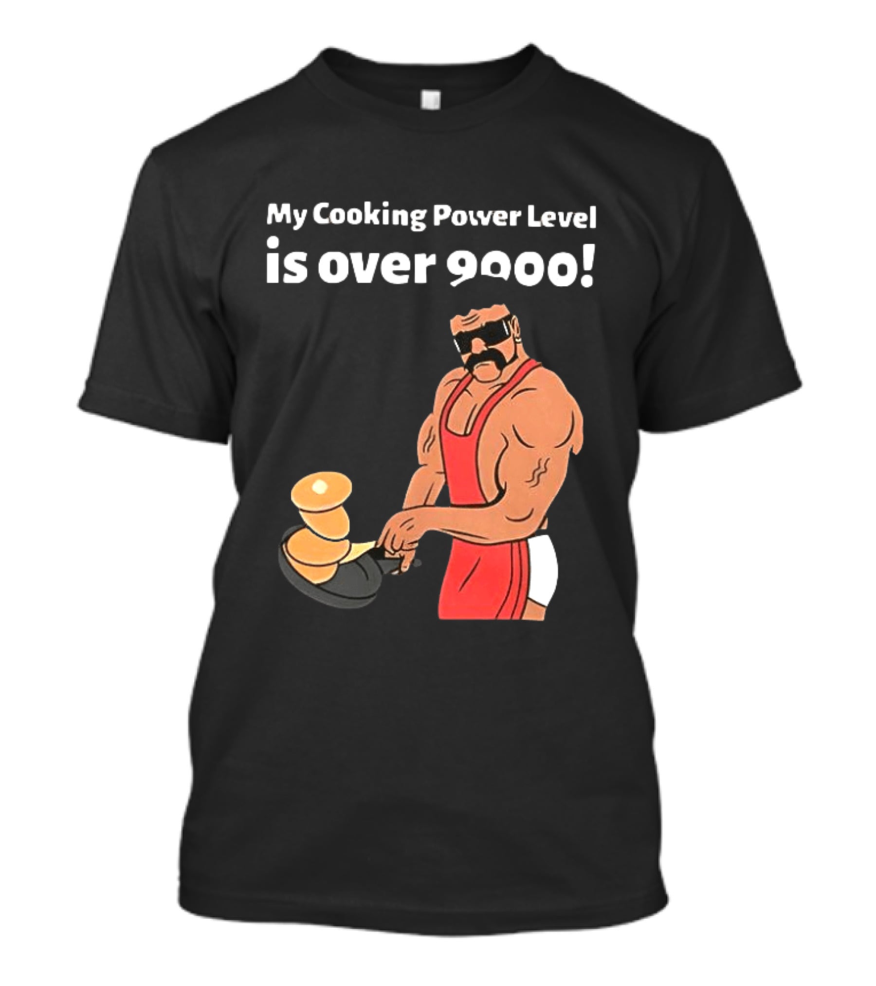 My Cooking Power Level Is Over 9000 Muscle Chef In Red Apron T-Shirt