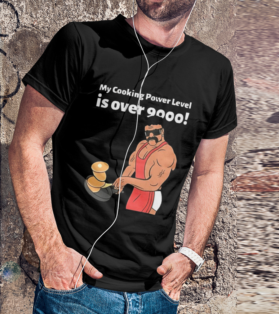 My Cooking Power Level Is Over 9000 Muscle Chef In Red Apron T-Shirt