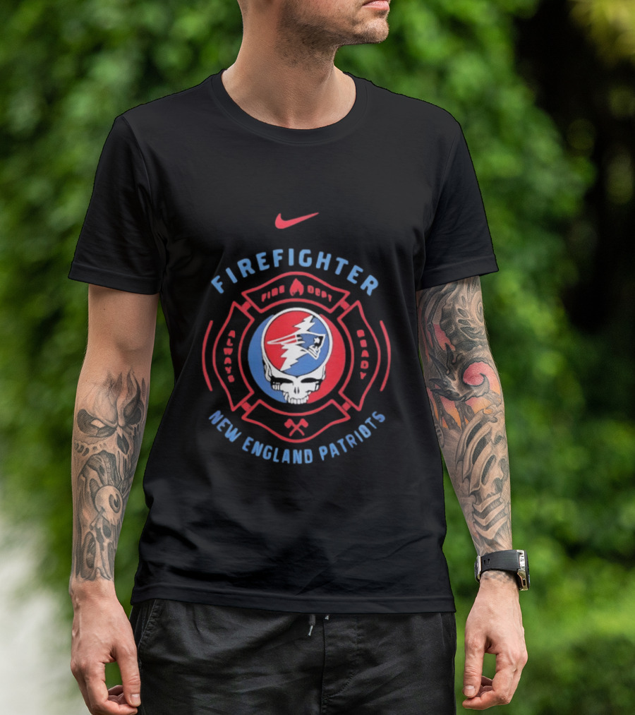 Nike Firefighter New England Patriots Grateful Dead T-Shirt