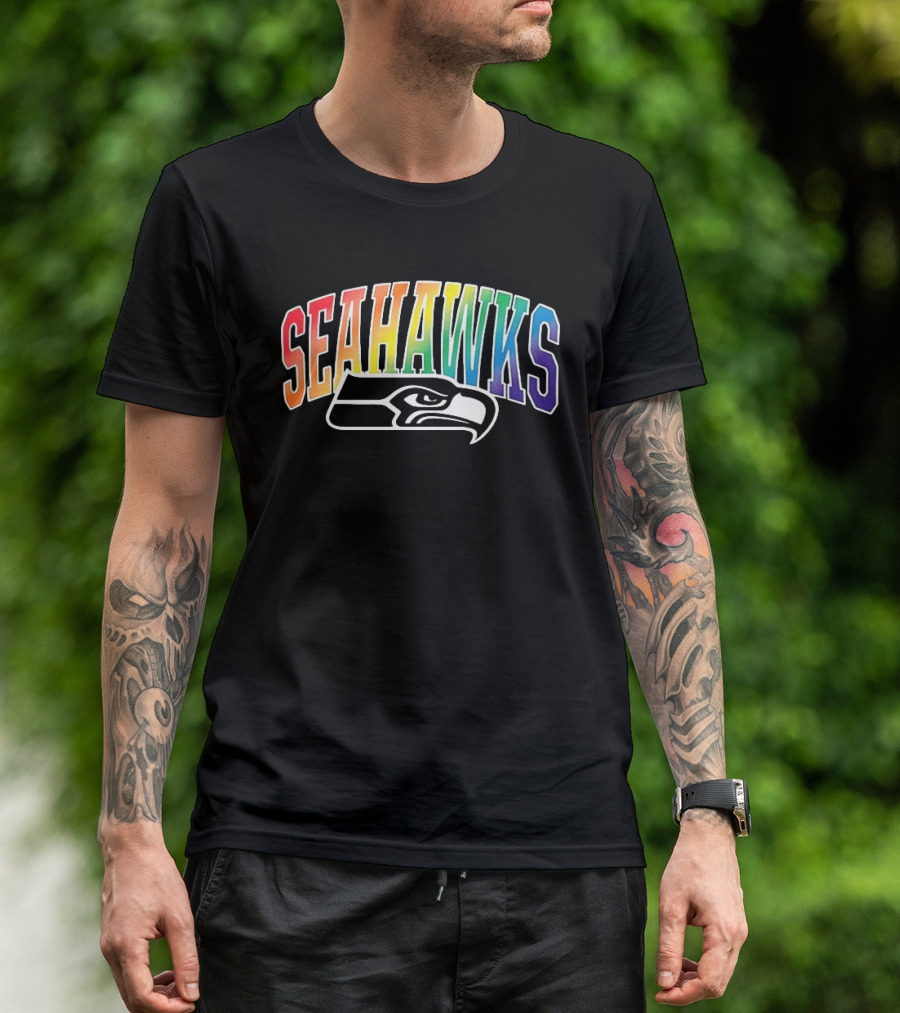 Seattle Seahawks Rainbow Pride LGBTQ Support T-Shirt