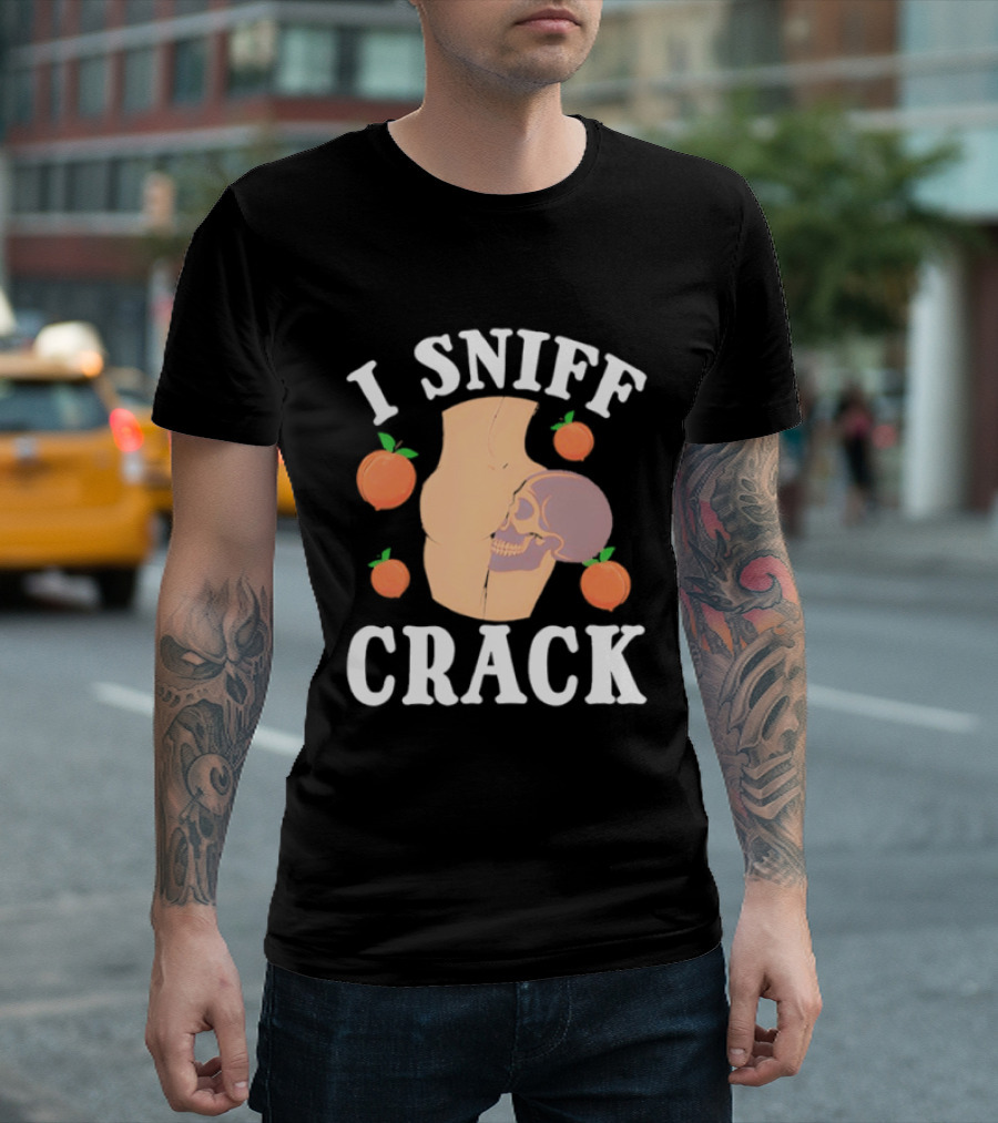 I Sniff Crack Skull Peach Vase Humor T-Shirt