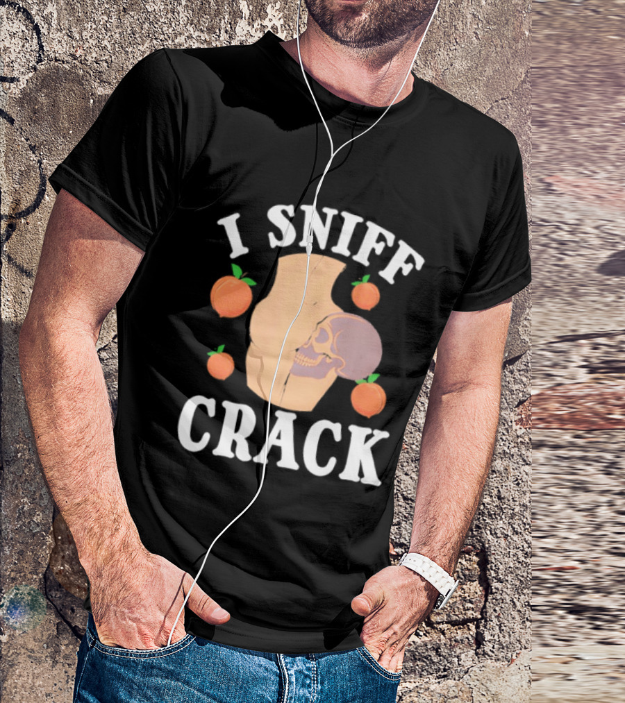I Sniff Crack Skull Peach Vase Humor T-Shirt