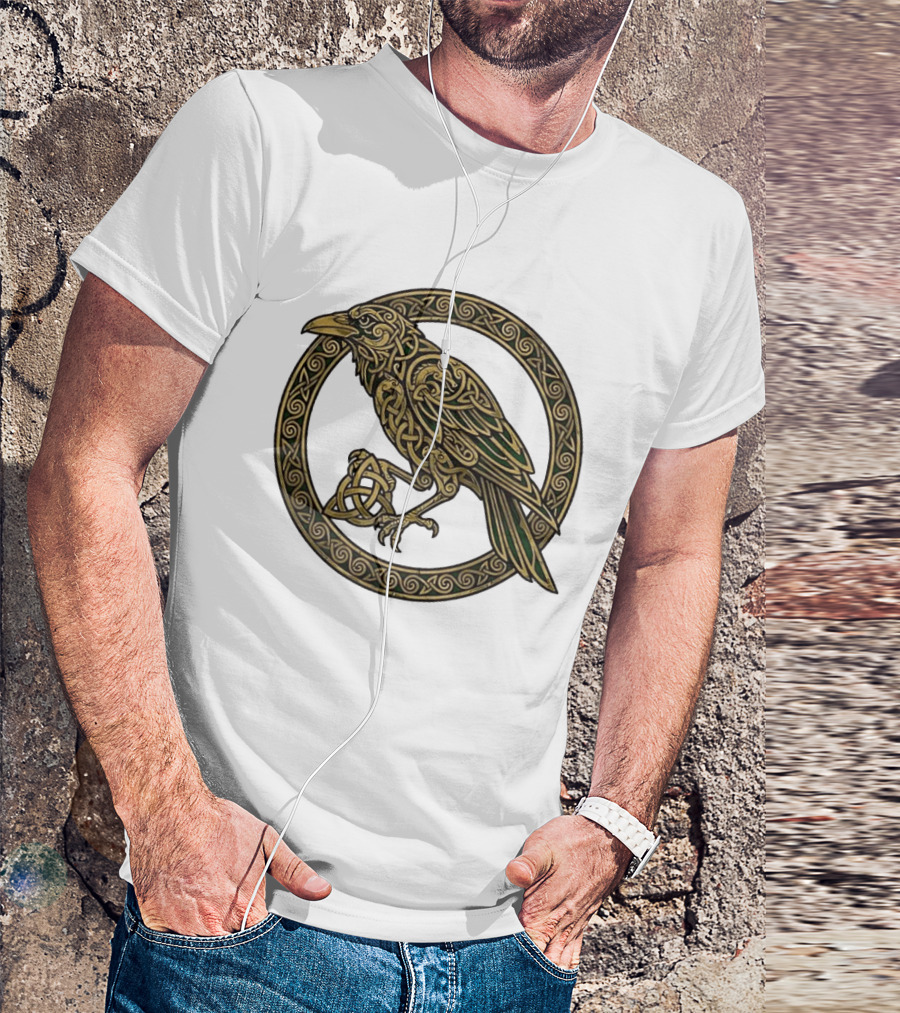 Celtic Raven Knot Northern Mythology Symbol With Intricate Viking T-Shirt