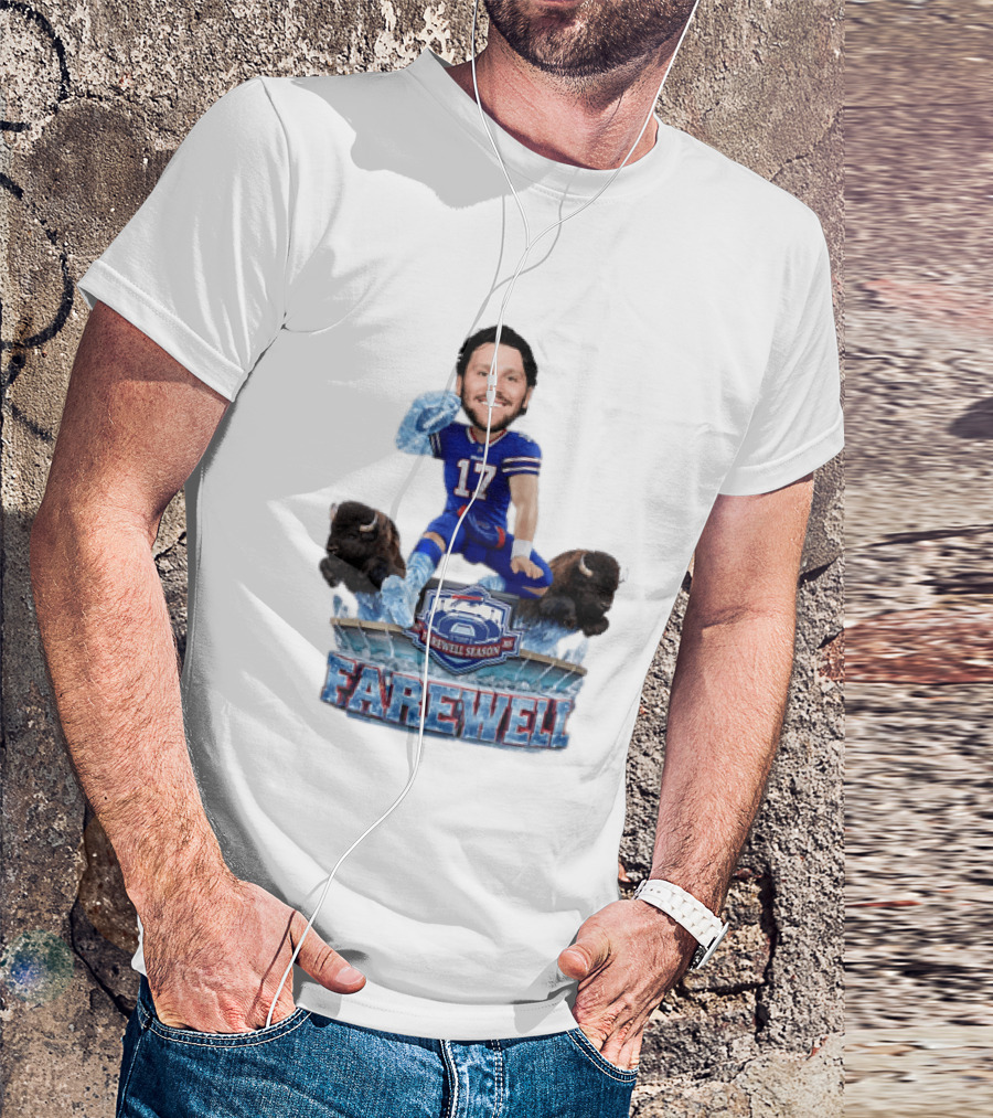 Buffalo Bills Josh Allen Hurdle Farewell Season Highmark Stadium Caricature T-Shirt