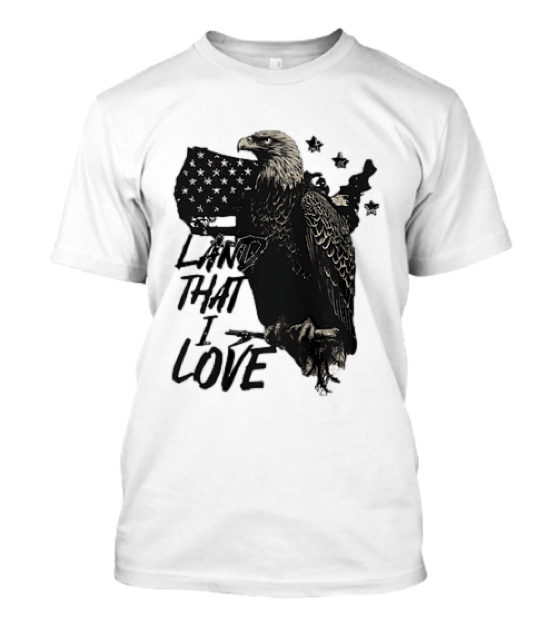 Land That I Love Eagle With American Flag And Stars T-Shirt