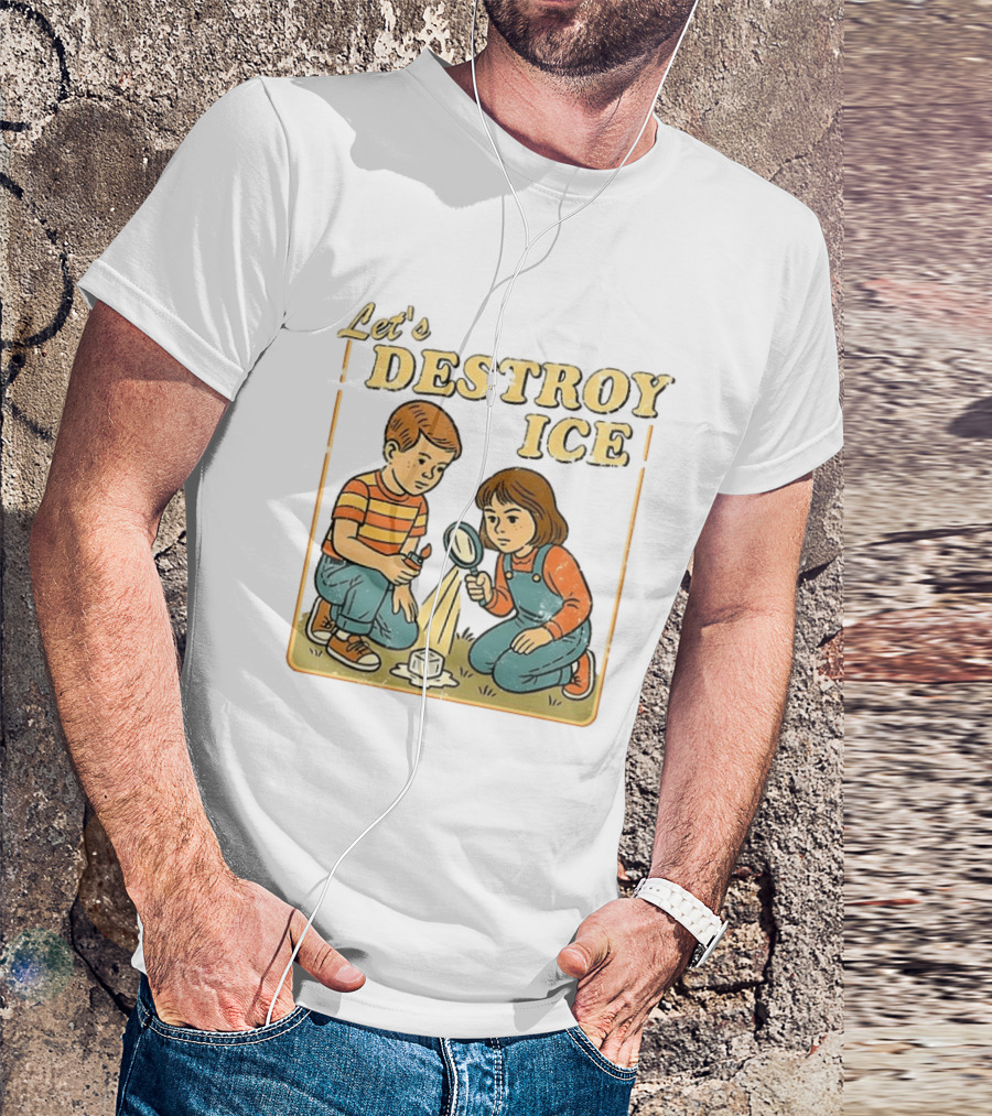 Let's Destroy ICE Melt The Ice Caricature Kids Exploring T-Shirt