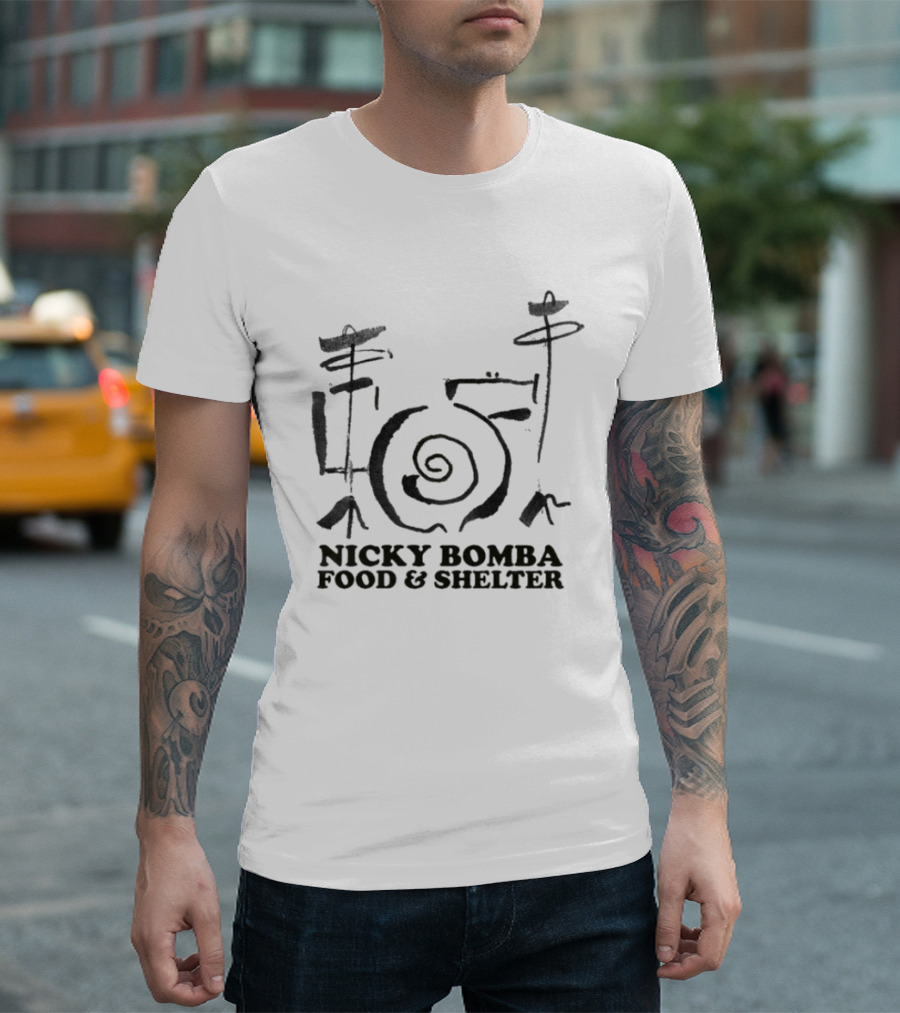 Nicky Bomba Food And Shelter Spiral T-Shirt