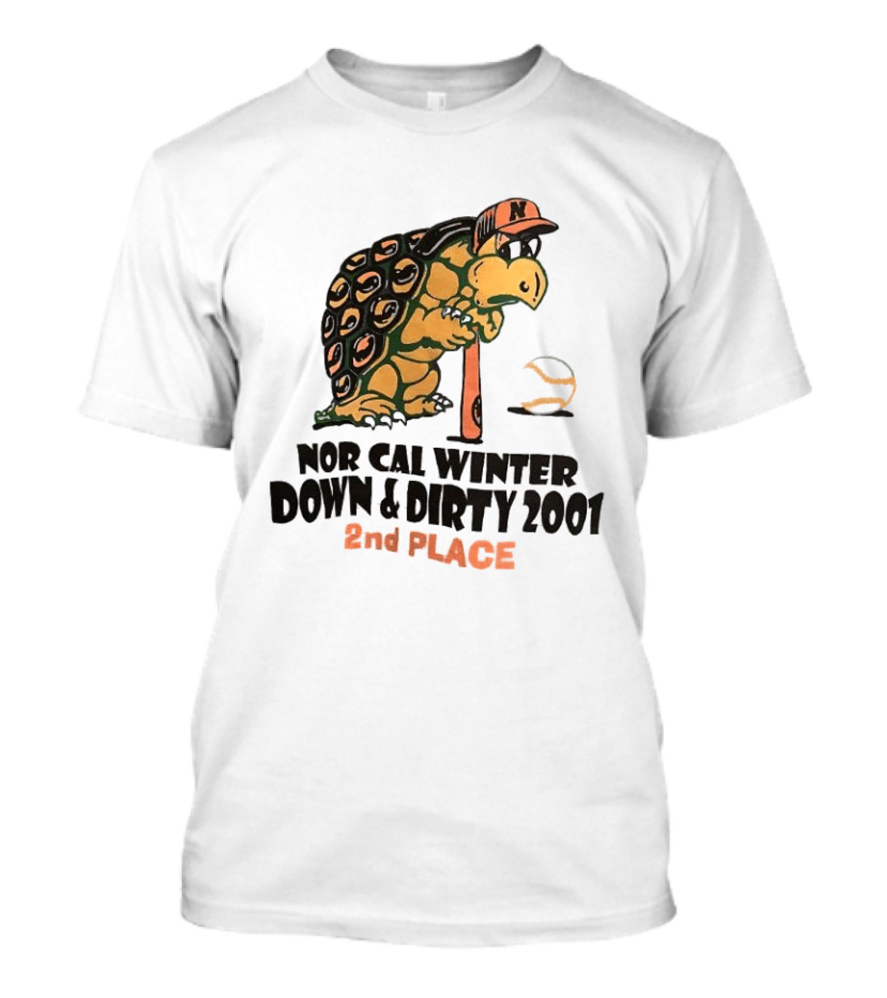 Nor Cal Winter Down And Dirty 2001 2nd Place Turtle Bat And Ball T-Shirt