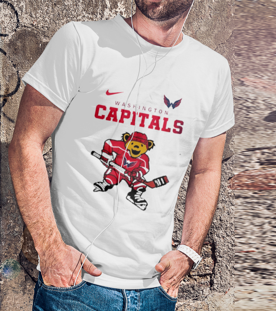Washington Capitals Grateful Dead Deadhead Bear Hockey Nike Collaboration T-Shirt